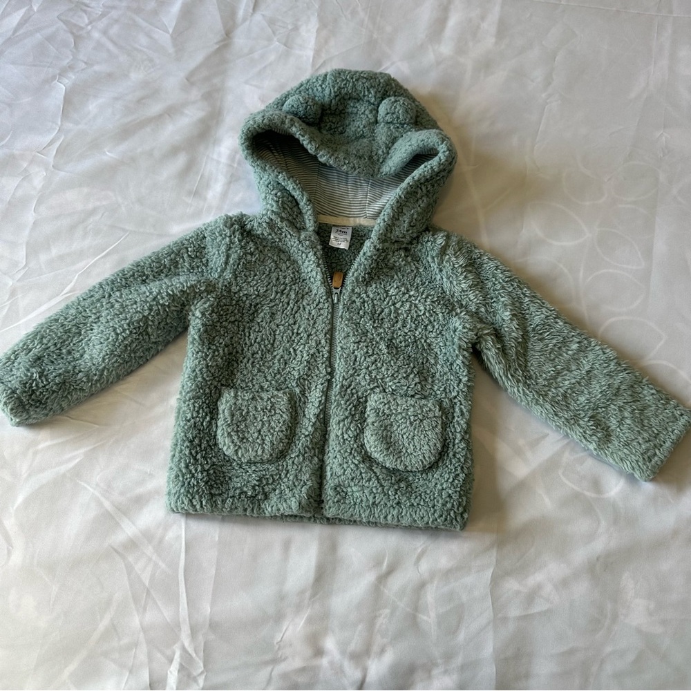 Carter’s Baby Girl Teal/Gray Zip-Up Sherpa Jacket-24 m